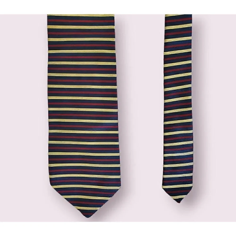 Brooks Brothers Makers Navy, Gold & Red Striped Necktie Tie Preppy | Ivy | EUC